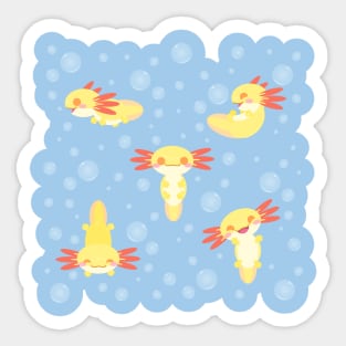 Cute Golden Albino Axolotls Sticker